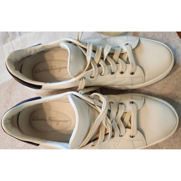 Men\'s Salvatore Ferragamo Pierre White Leather Sneakers 9.5M 9 1/2M main image 4